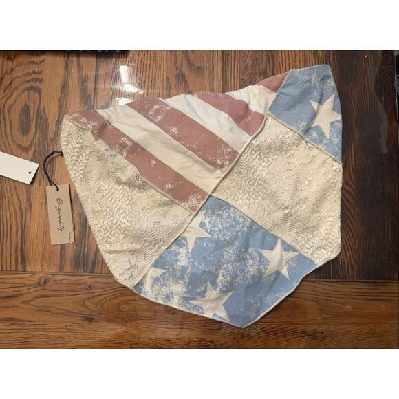 Originality Tops - Originality White American Flag Bandana Strapless Cropped Top Size Large NWT